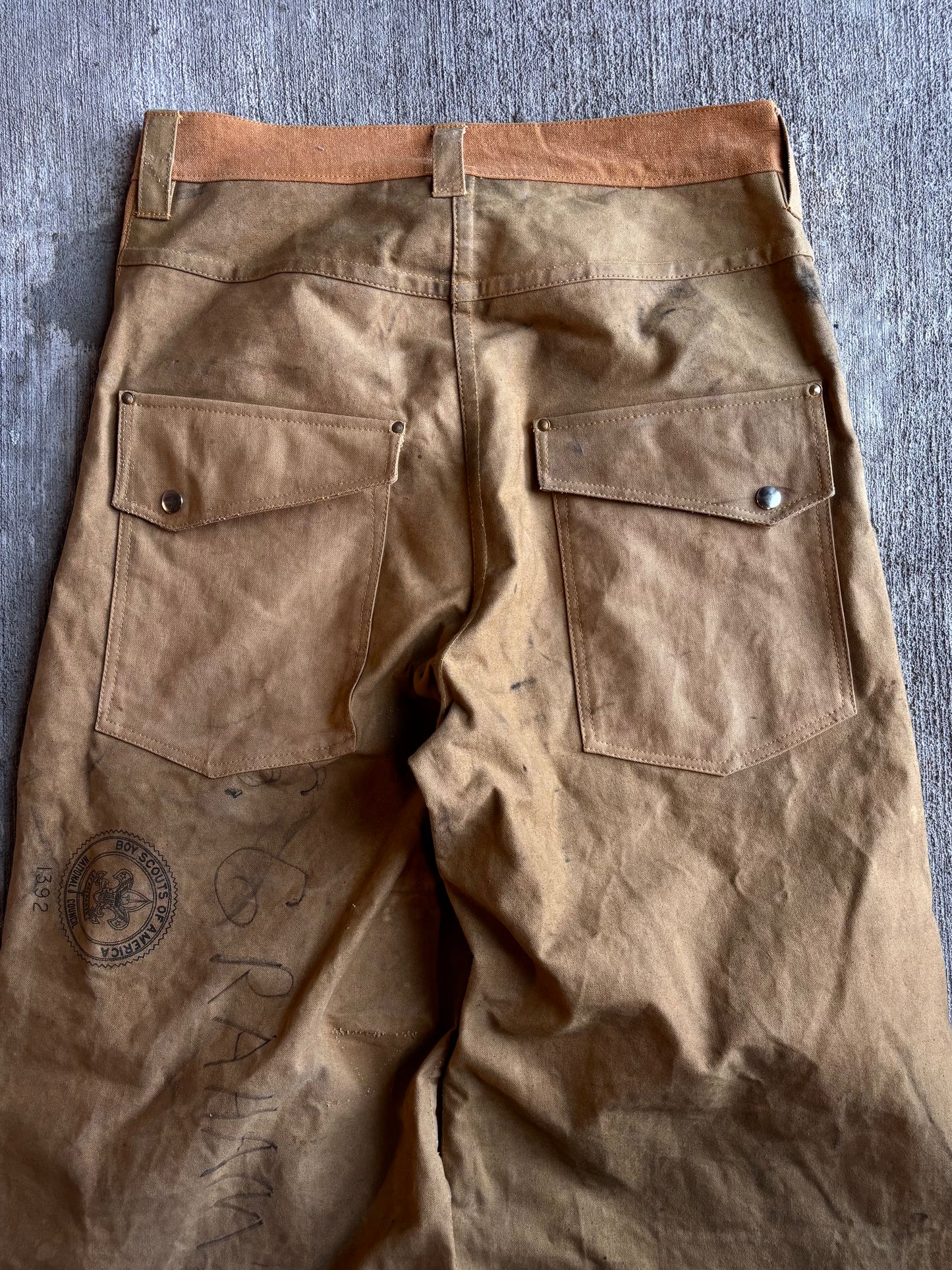 1:1 Pleated 'Boy Scout' Waxed Canvas Pants (33" x 29")