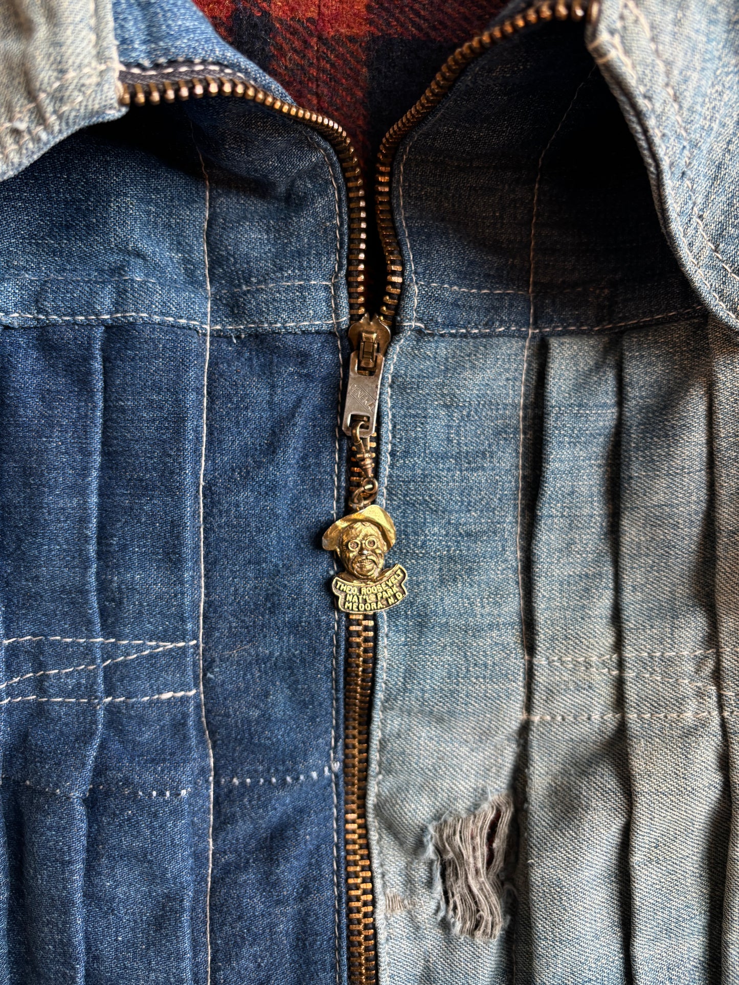 1:1 Denim Triple Pleated 'CRUST' Jacket (L)