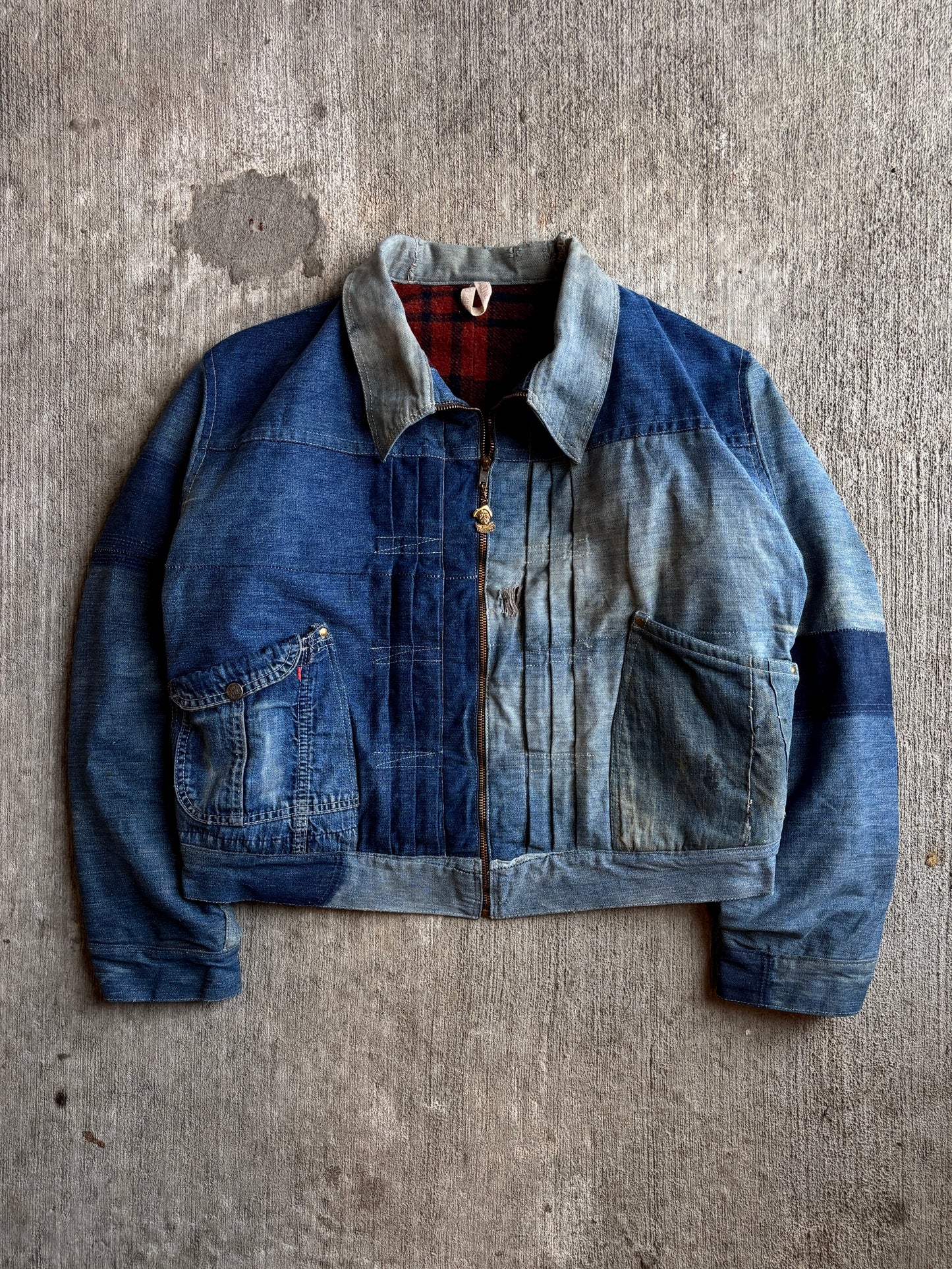 1:1 Denim Triple Pleated 'CRUST' Jacket (L)
