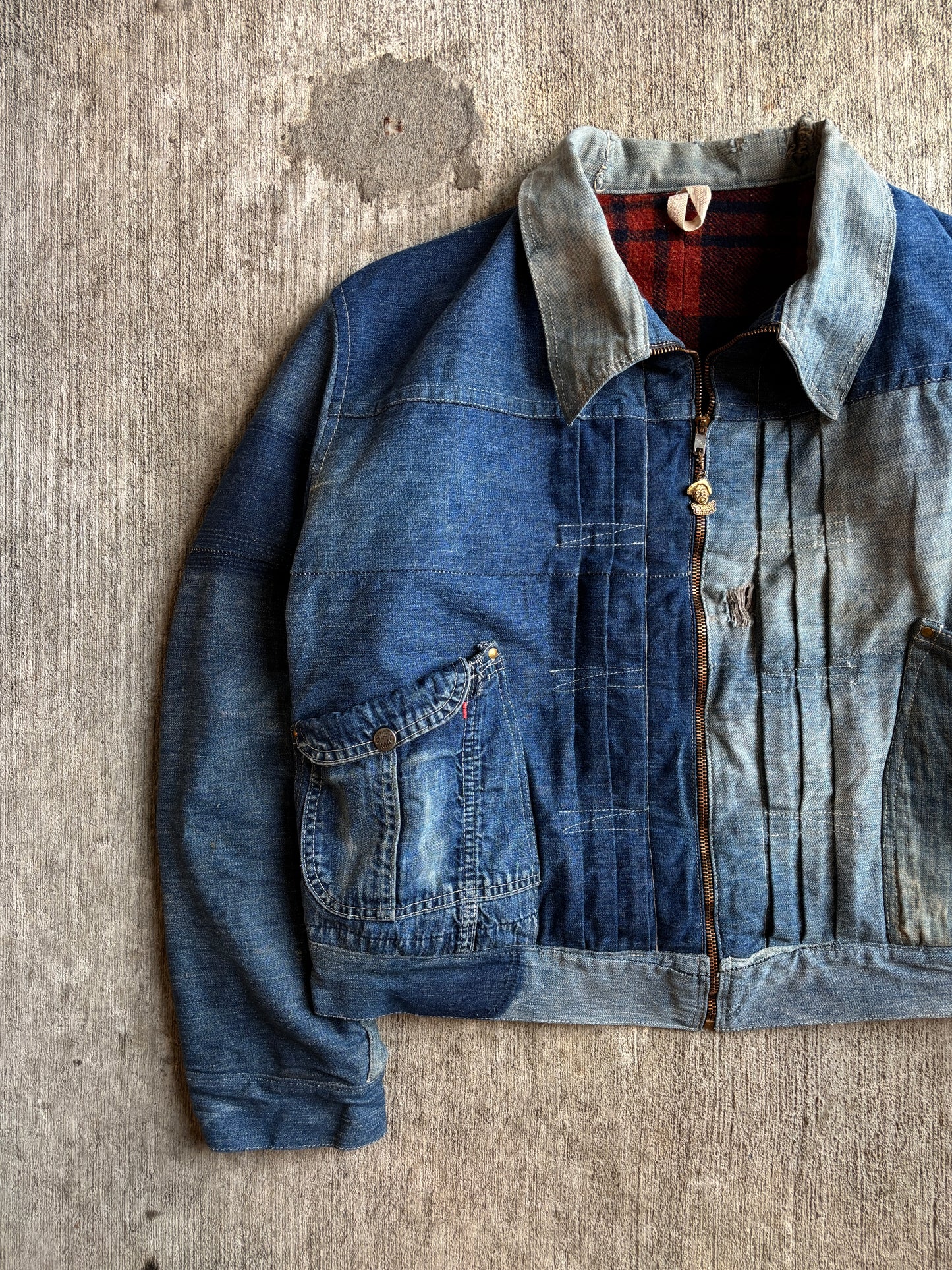 1:1 Denim Triple Pleated 'CRUST' Jacket (L)