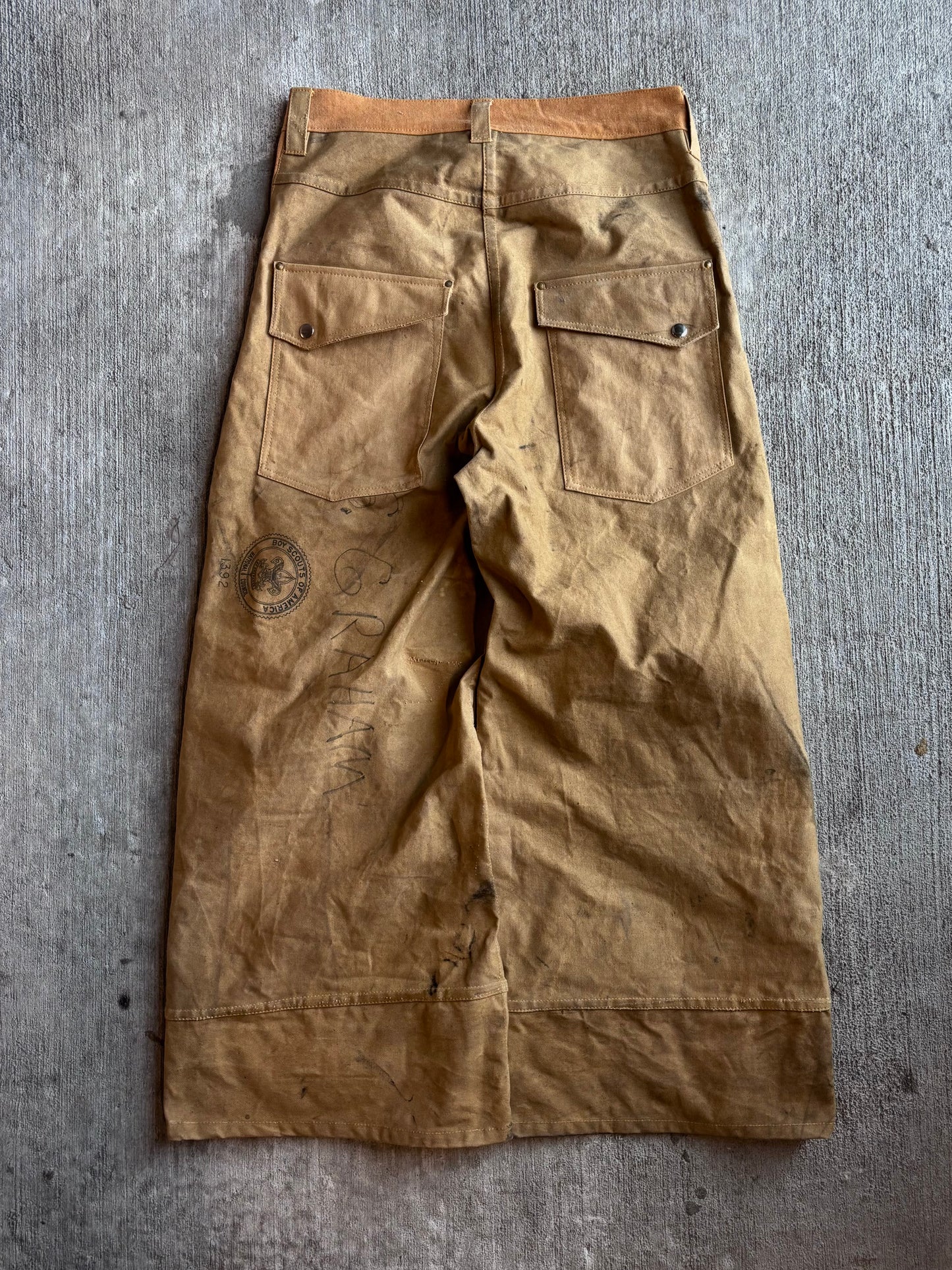 1:1 Pleated 'Boy Scout' Waxed Canvas Pants (33" x 29")
