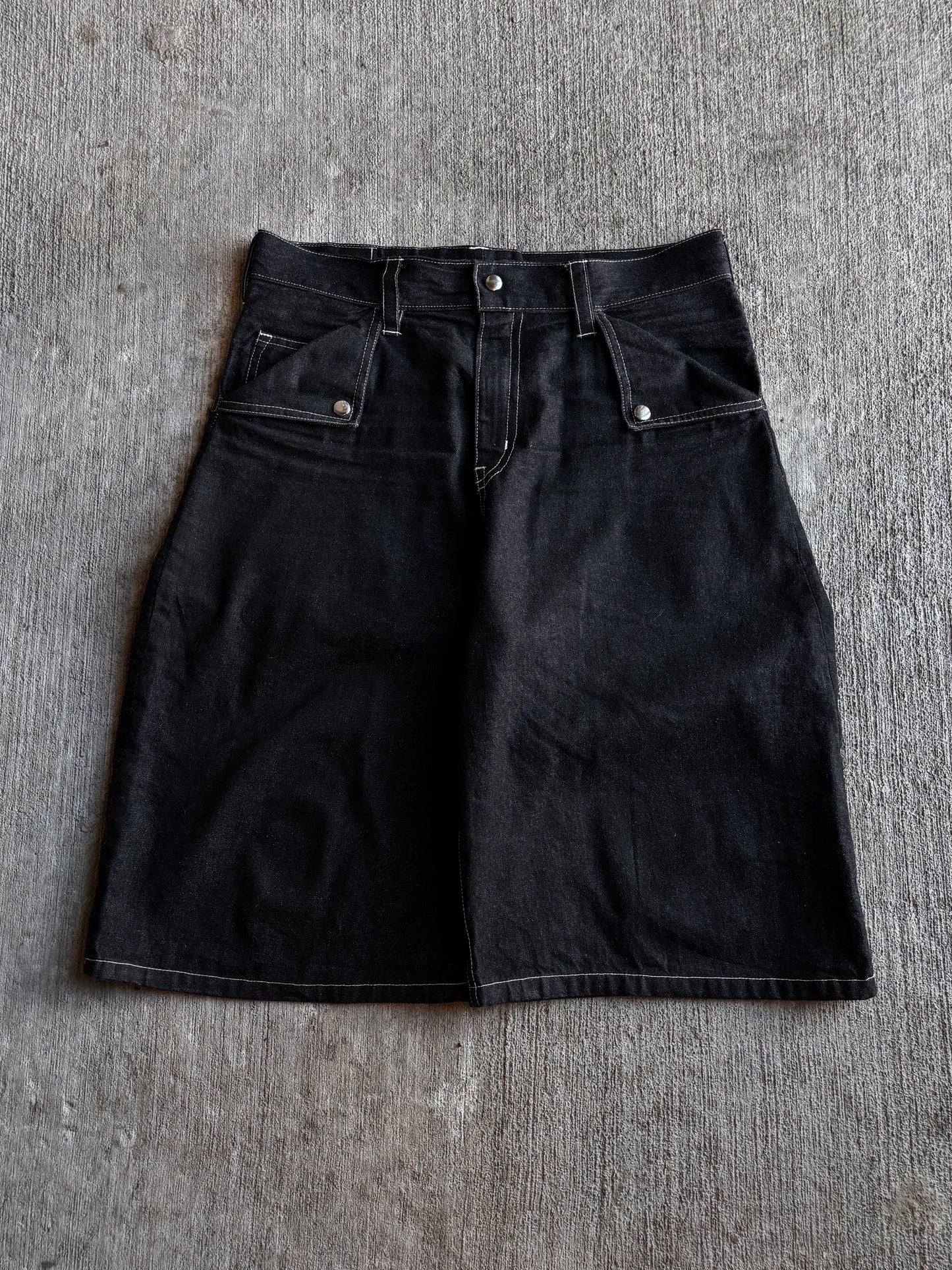 1:1 Black Denim Long Shorts (35" x 14")