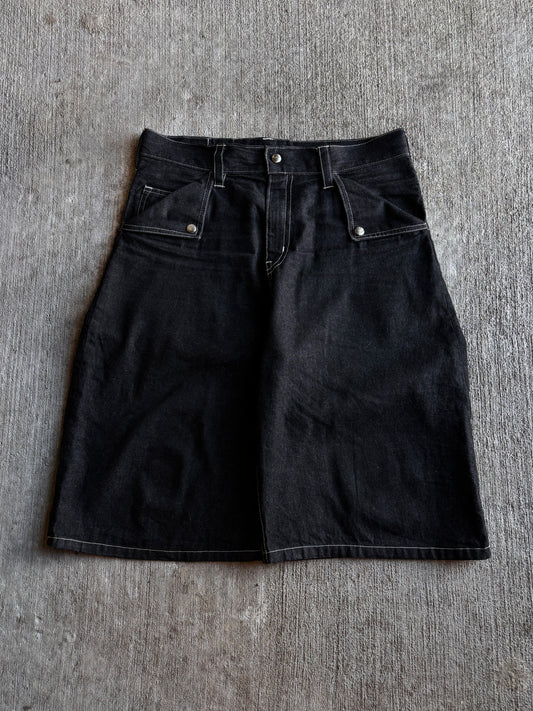 1:1 Black Denim Long Shorts (35" x 14")
