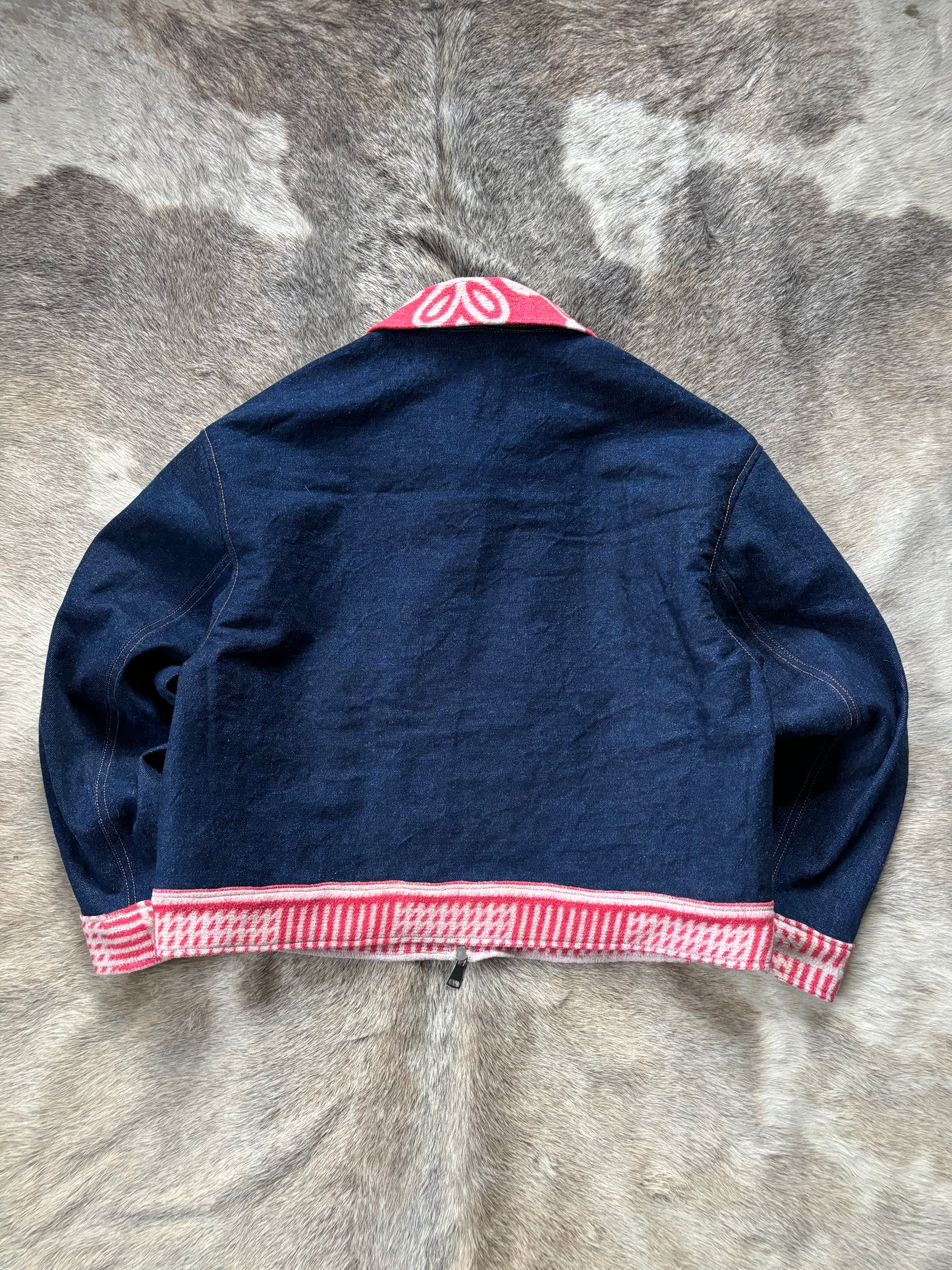 1:1 Americana Denim Jacket w/ 60s Camp Blanket Trim (L)