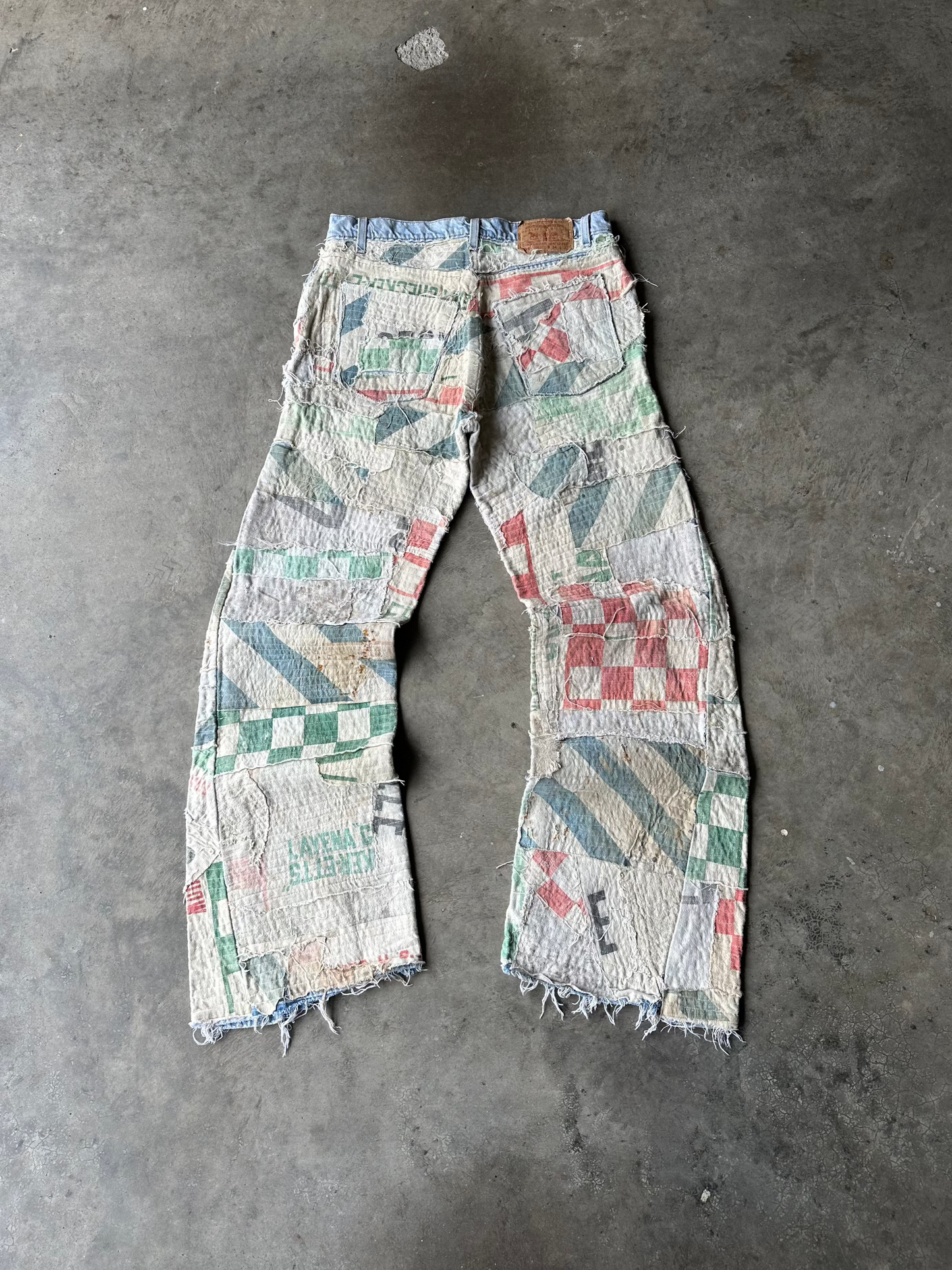 1:1 Scrap Feedsack Quilted Stacked Denim (33" x 32")