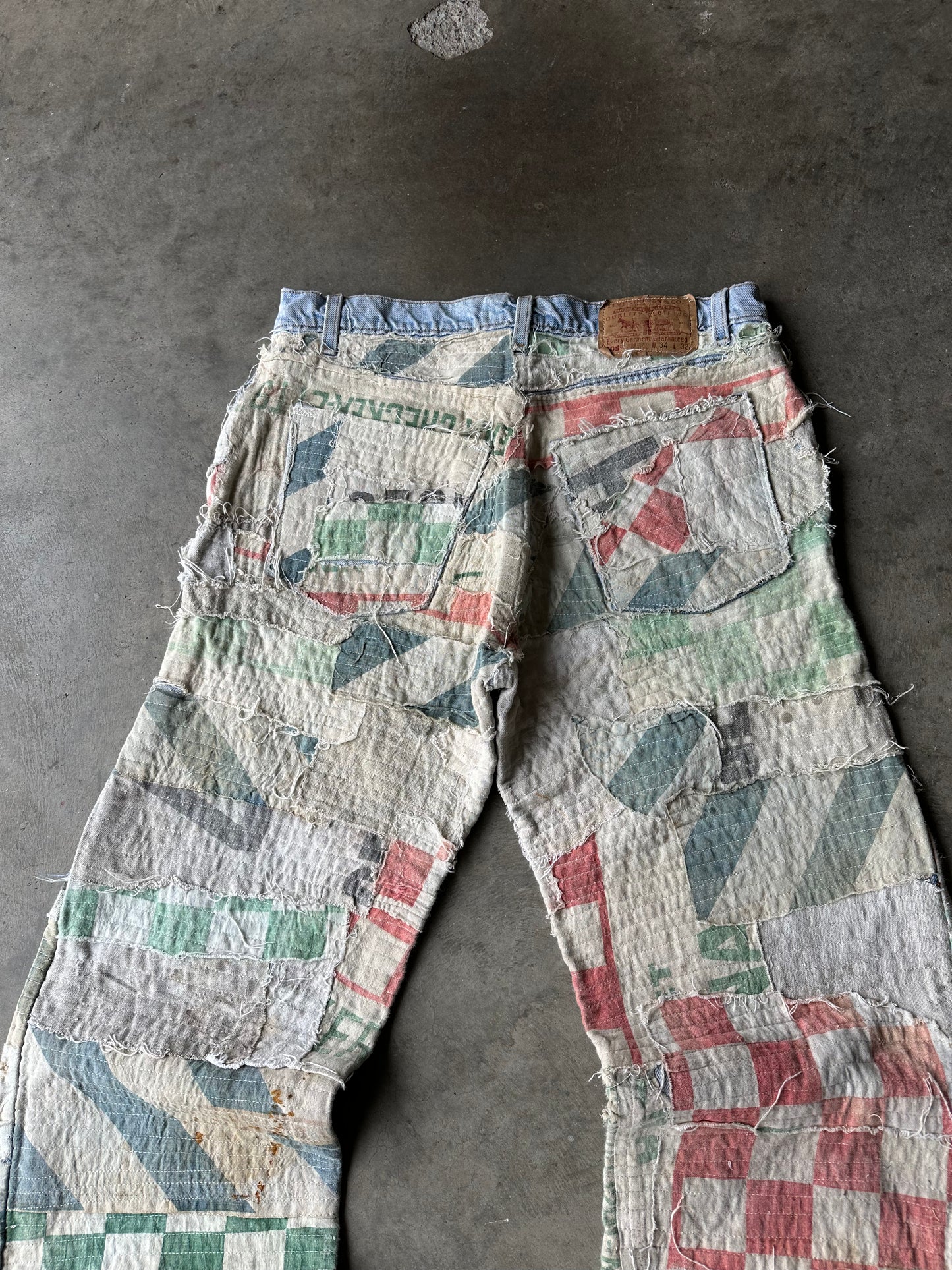 1:1 Scrap Feedsack Quilted Stacked Denim (33" x 32")