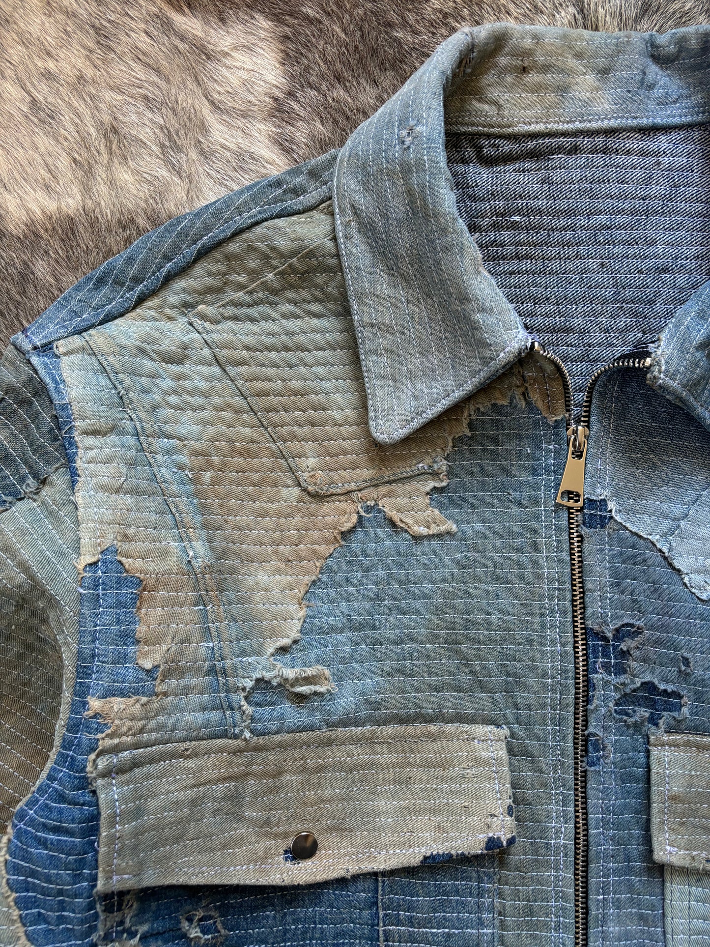 1:1 Bando Denim Jacket Using 20s-40s Denim Scrap (L)