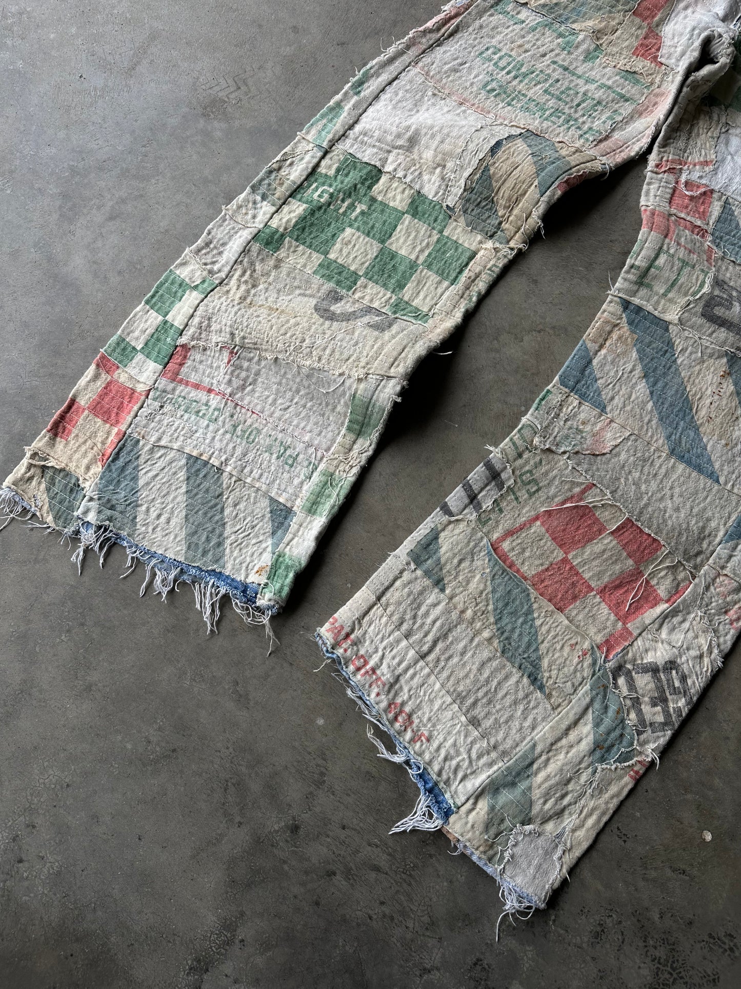 1:1 Scrap Feedsack Quilted Stacked Denim (33" x 32")