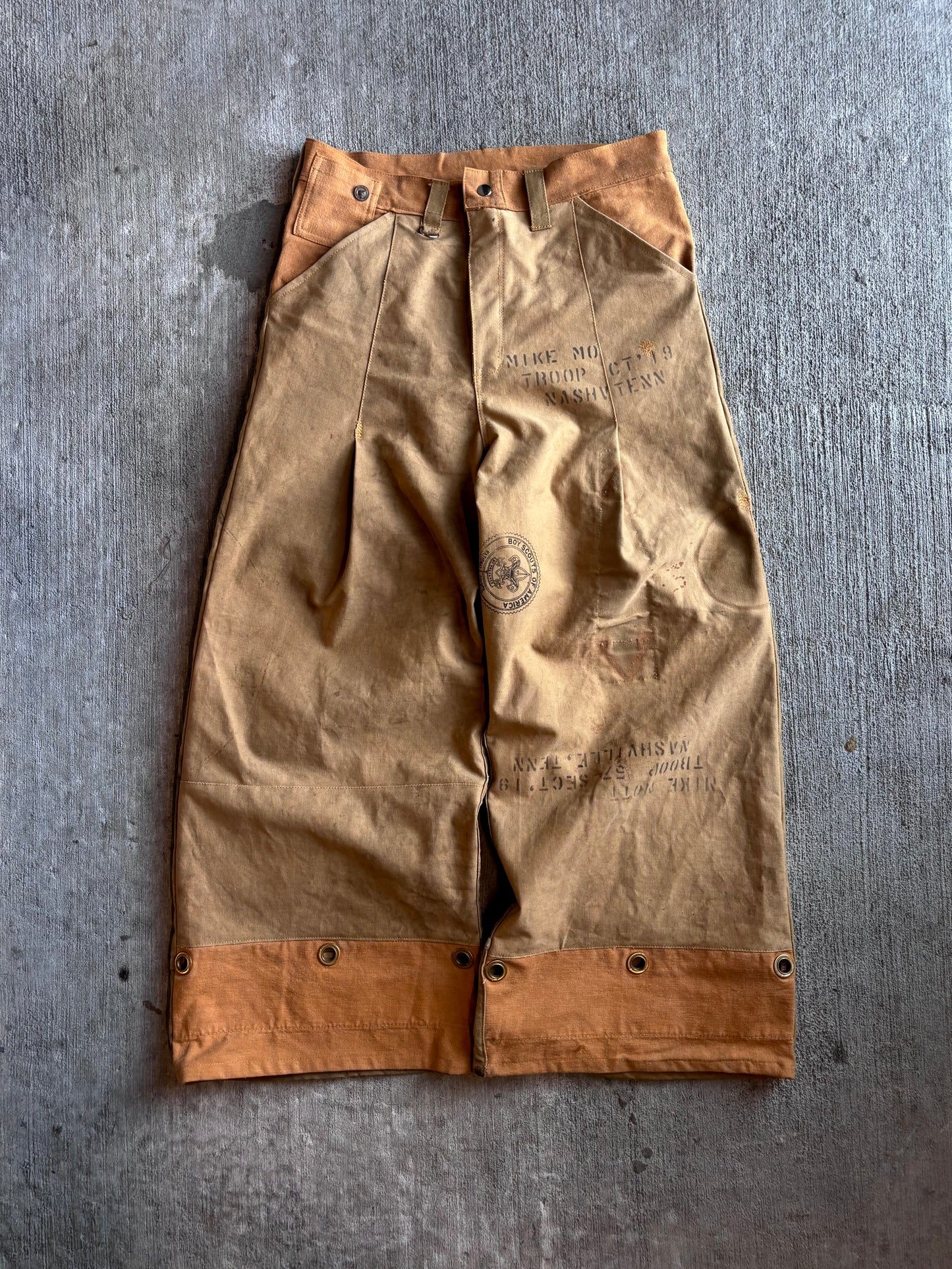 1:1 Pleated 'Boy Scout' Waxed Canvas Pants (33" x 29")