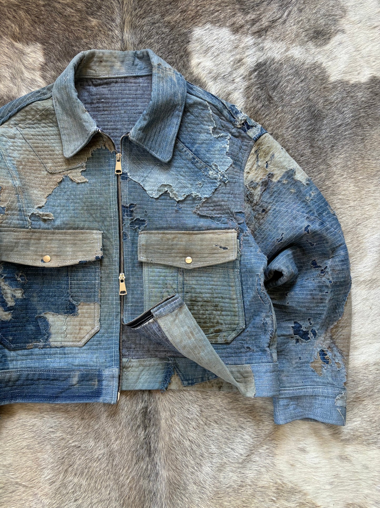 1:1 Bando Denim Jacket Using 20s-40s Denim Scrap (L)