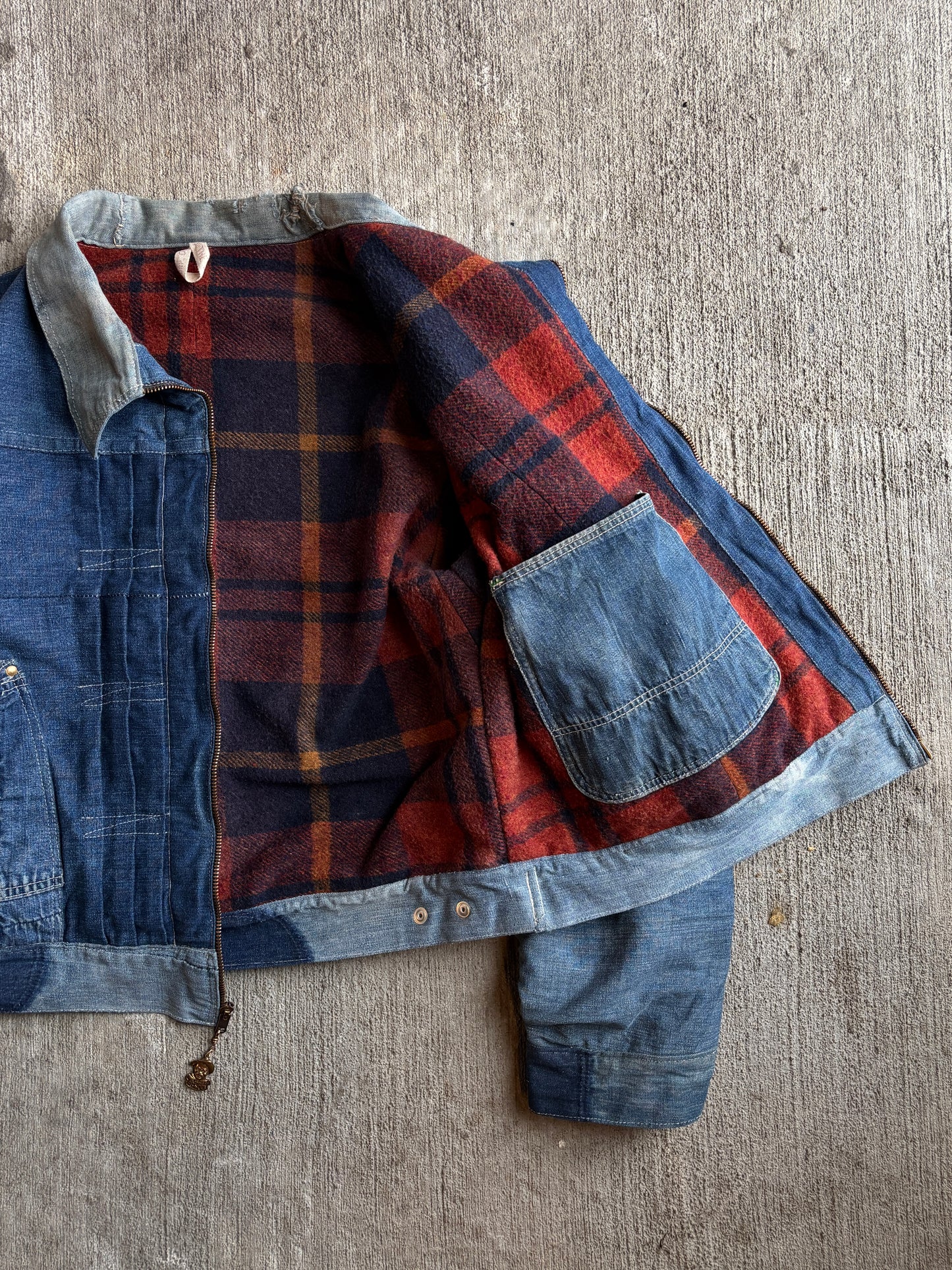 1:1 Denim Triple Pleated 'CRUST' Jacket (L)