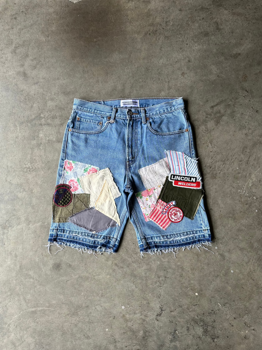 1:1 Mixed Vintage Scrap Denim Shorts (32)