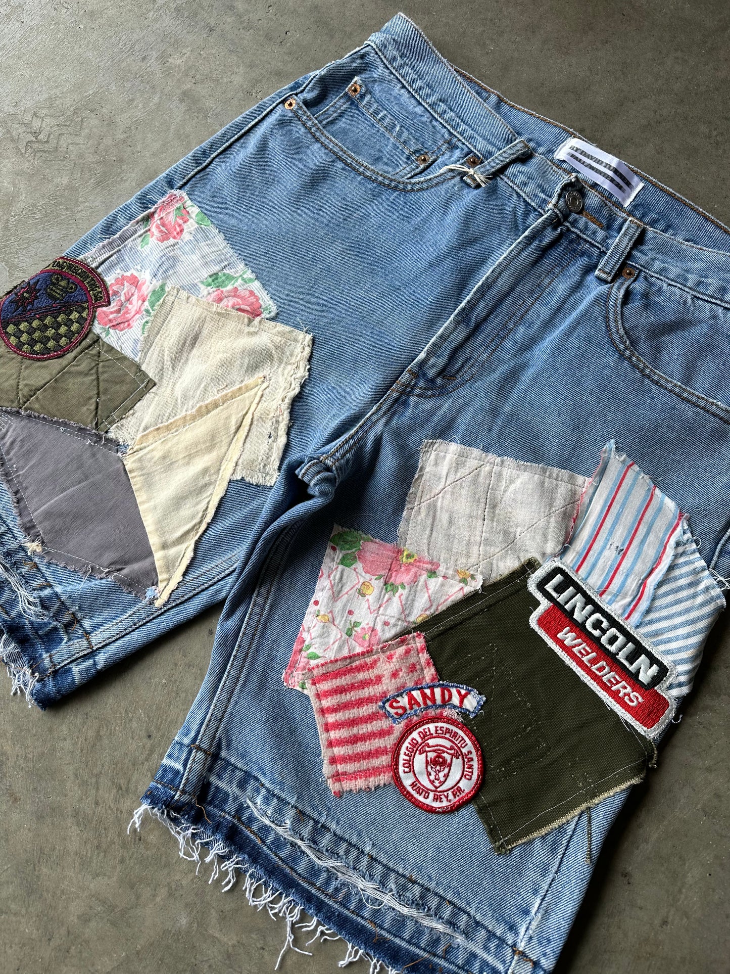 1:1 Mixed Vintage Scrap Denim Shorts (32)