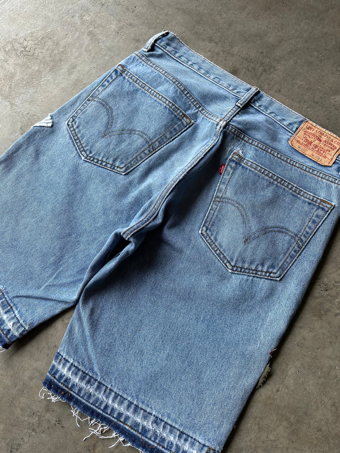 1:1 Mixed Vintage Scrap Denim Shorts (32)