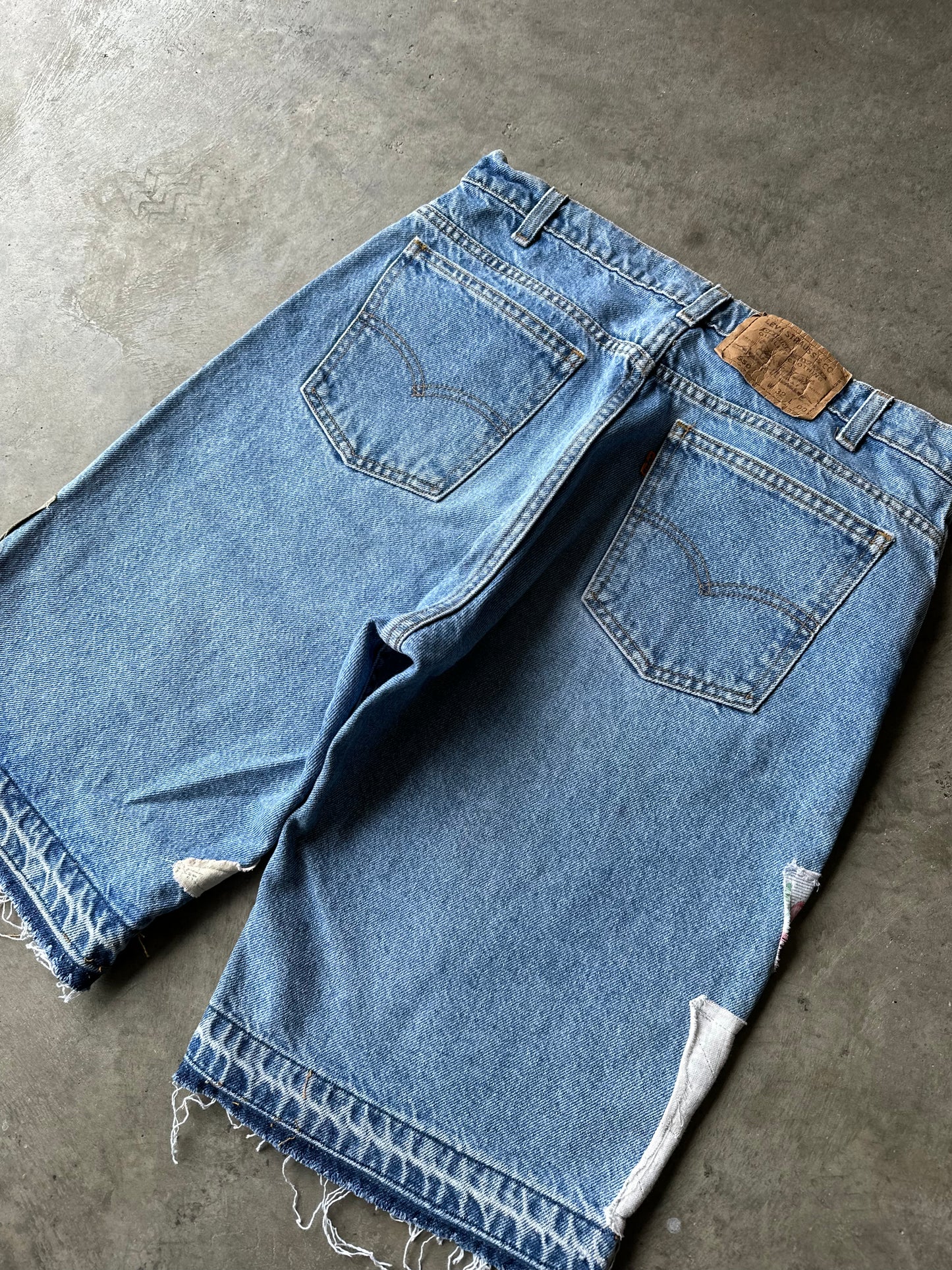 1:1 Mixed Vintage Scrap Denim Shorts (31)