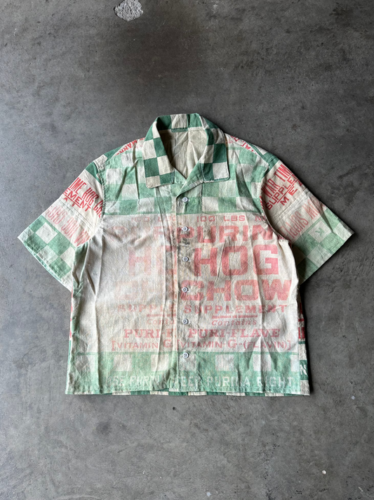 1:1 Checkered Hog Chow Feedsack Buttonup (L)